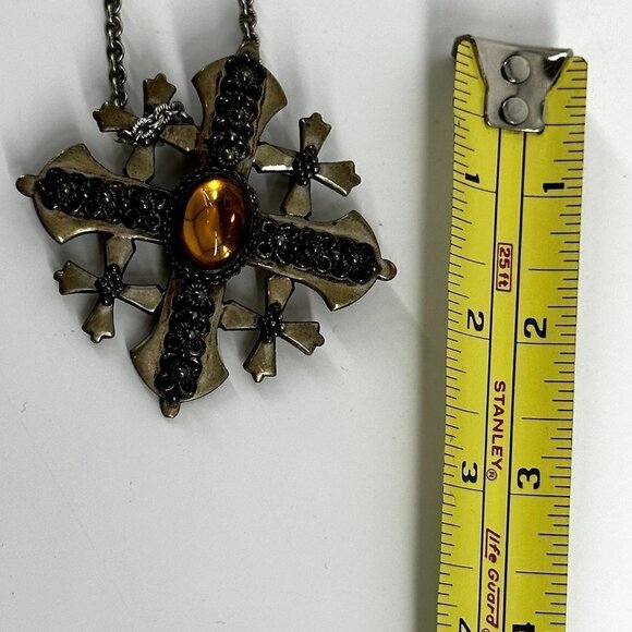 350 Silver Jordan Jerusalem Maltese Crusader Cross Pendent on Chain with box - Picture 14 of 16